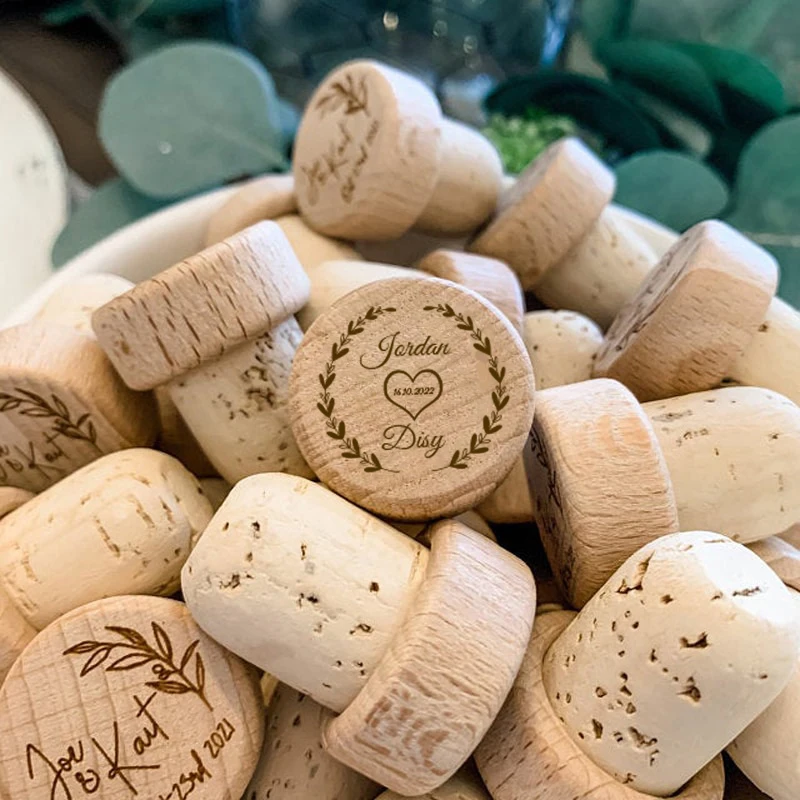 

Personalized Engraved Wood Wine Stopper, Wedding Party Favor Decor, Personalized Bottle Cork Toppers, Anniversary Gift