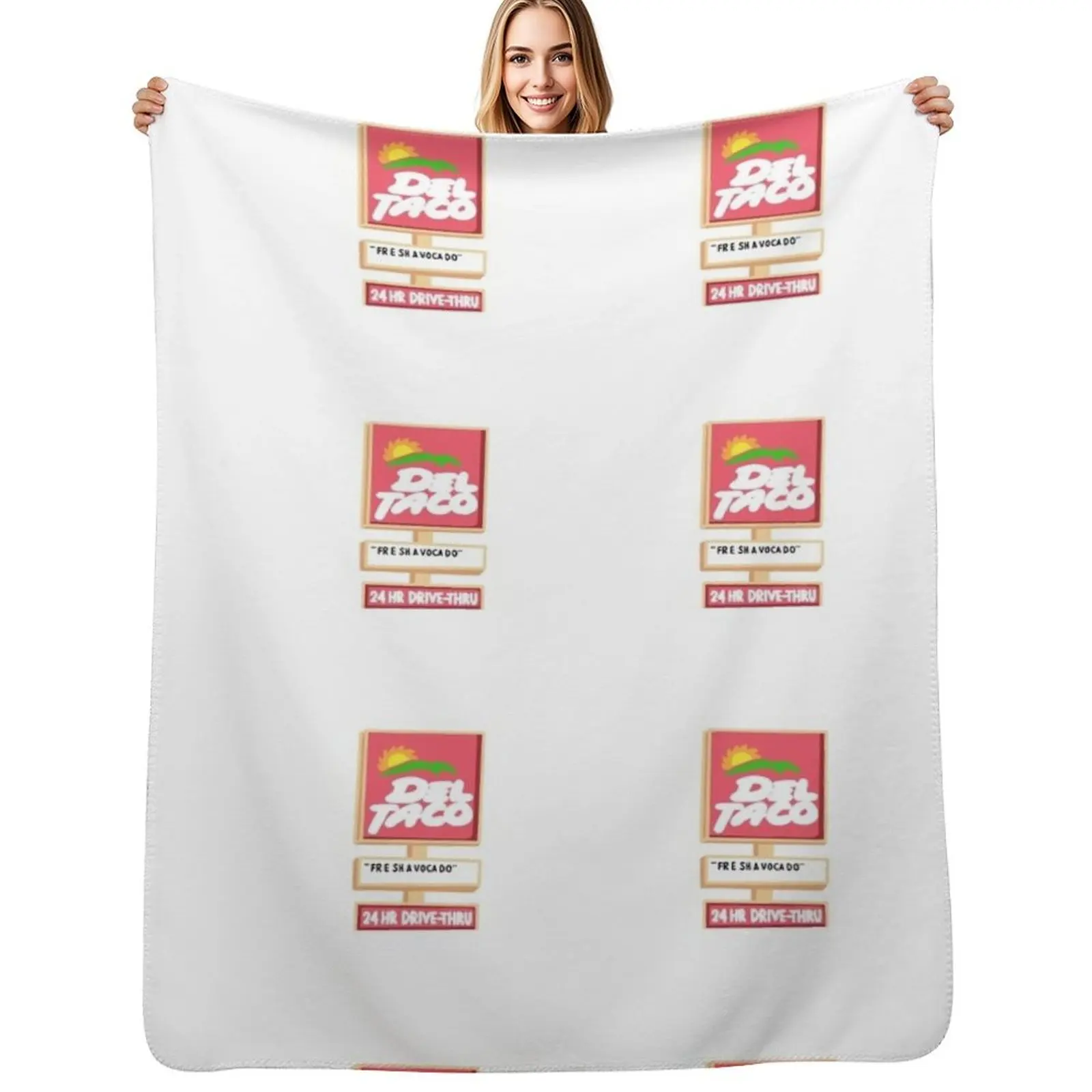 Del taco sign Throw Blanket Shaggy Furry Soft Blanket for Bedroom Living Room