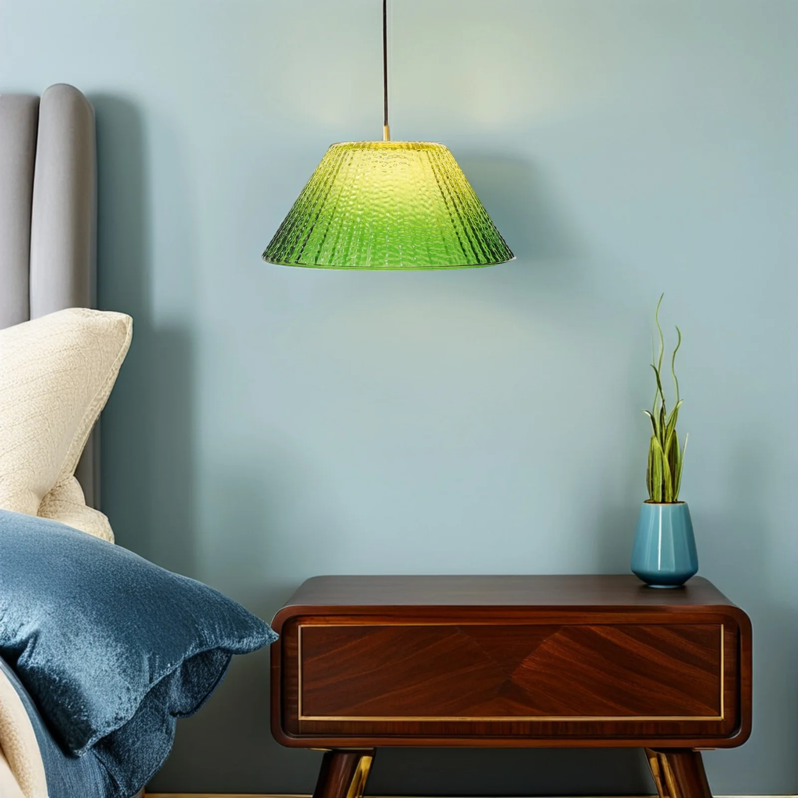 

Minimalist Table Lamp Shade Replacement E27 35Mm Gradient Green Drum Shade for Dining Room Bedroom Hallway Lighting