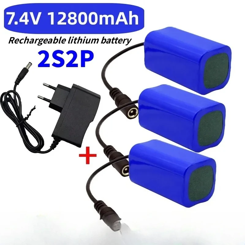 7.4V Battery 12800mAh Fishing Bait Boat Hook Lithium Batteries for T188 T888 2011-5 V007 C18 H18 RC Toy Feeder Spare Parts 2S2P