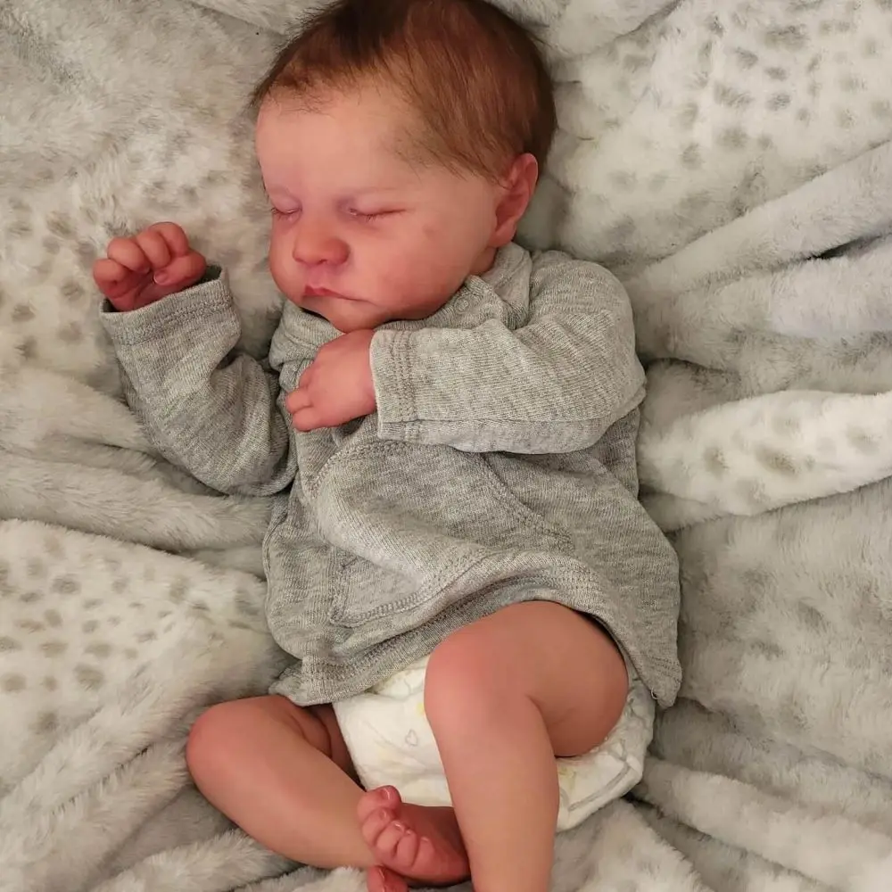 43 cm hoge realistische Levi herboren babypop, zachte en realistische vinylpop, verwisselbaar en wasbaar, handgemaakte 3D geverfde pop