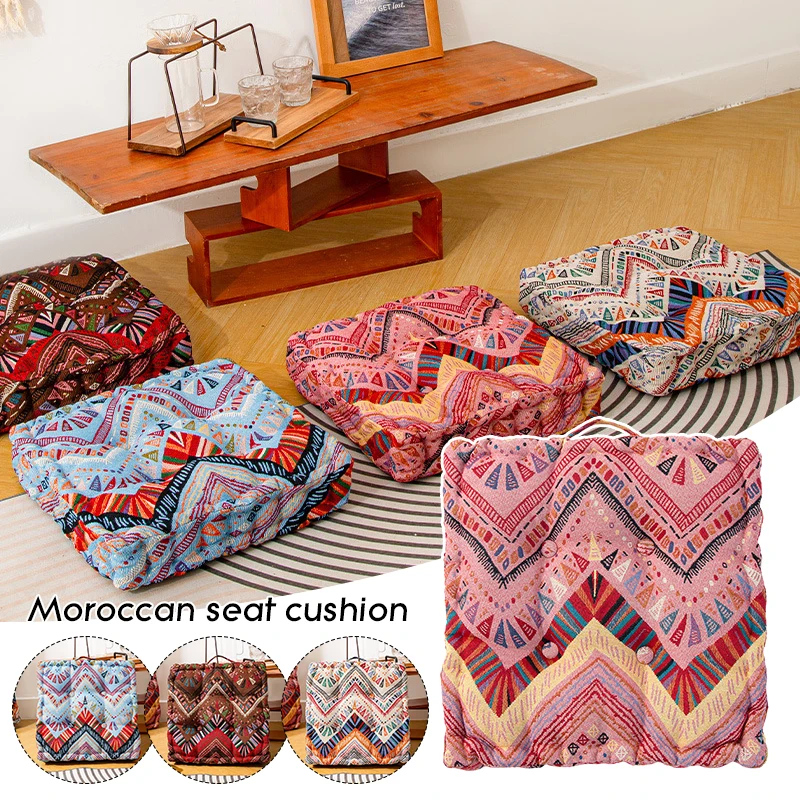 

Moroccan Style Chair Cushion Square Mat Cotton Upholstery Soft Padded Cushion Office Home Office Car Garden Lounge Seat Cushion