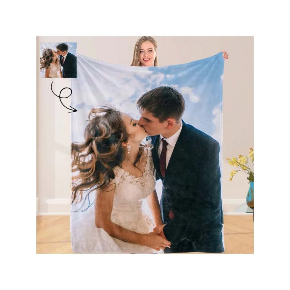 

1PC Custom Personalized Blanket Personal Photo Flannel Bed Blanket Birthday Wedding Couple Valentine's Day For Lover Gift