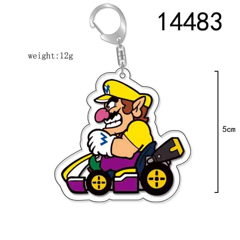 Super Mario Bros Acrylic Key Chain Cartoon Anime Figure Luigi Bowser Peach Princess Cute Pendant Keychain for Schoolbag Backpack