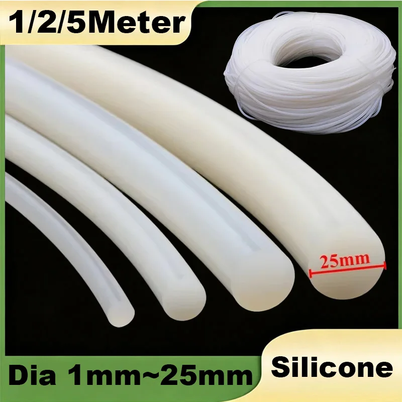 1/2/5Meter Solid Silicone Cord Diameter 1~25mm White Rubber Gasket Trim Seal Strips O Ring Waterproof High Temperature Resistant