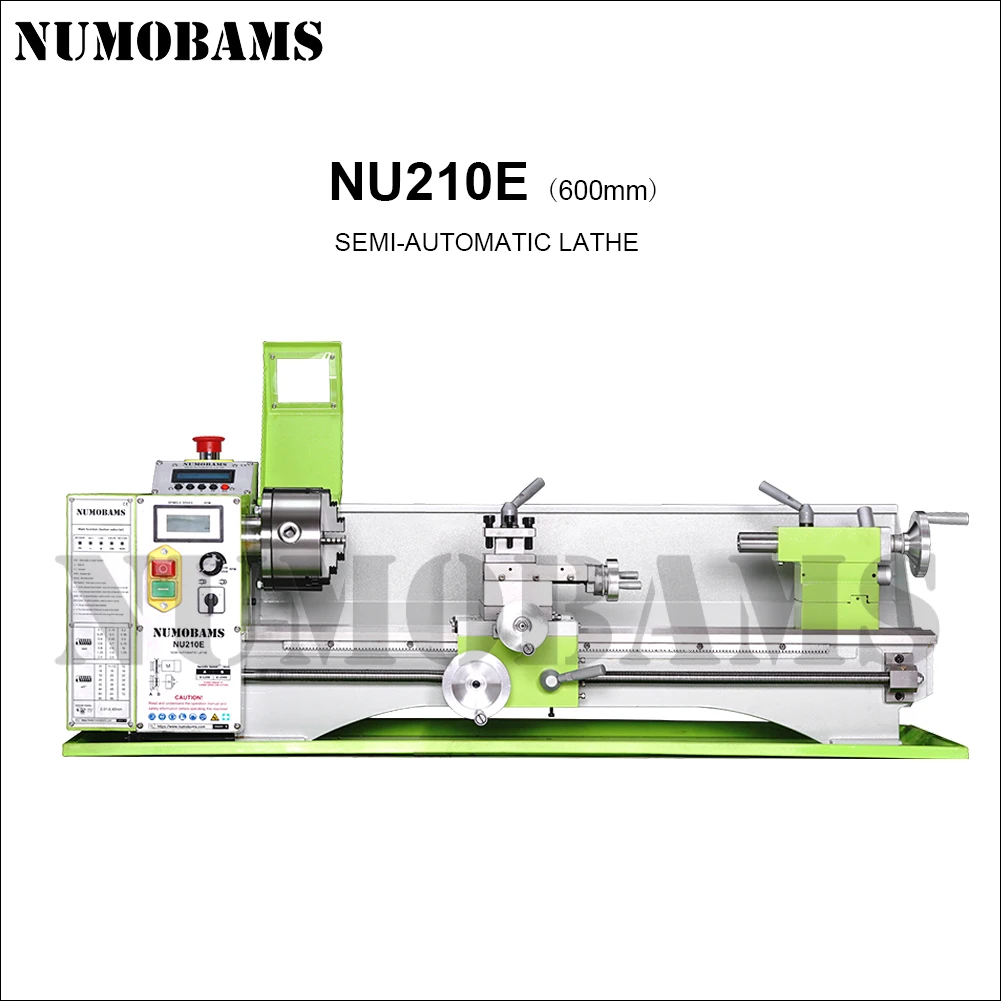 Metal Lathe Machine NU210E-600 1100W Auto Threading Semi-CNC Lathe 600mm Distance 210mm Swing
