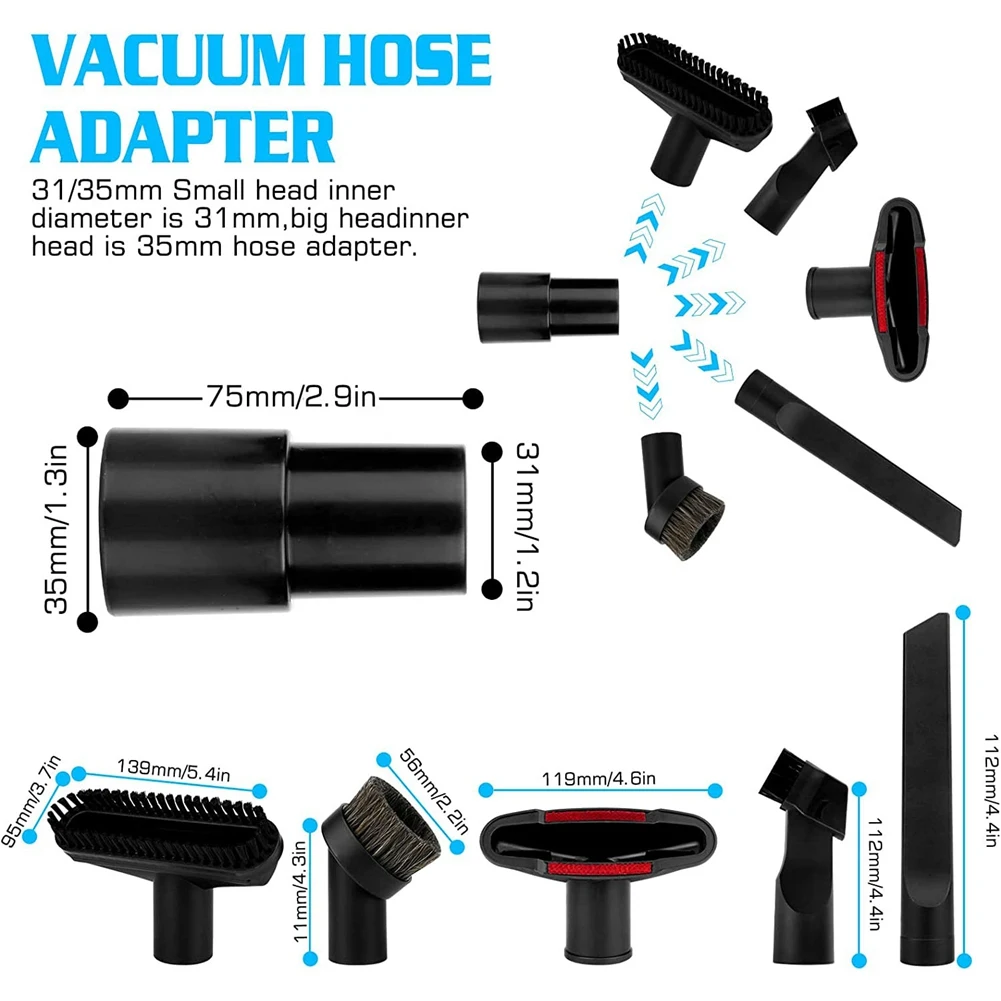 Accesorios para aspiradoras CMCN Kit de accesorios para aspiradoras de 32 mm Kit de boquillas adicionales Cepillo de limpieza Cepillos y boquillas