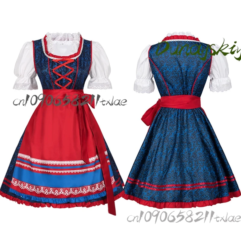 Костюм баварской пивной горничной на Хэллоуин/Рождество/Великобритания/Октоберфест - регулируемое корсетное платье с тематическими аксессуарами