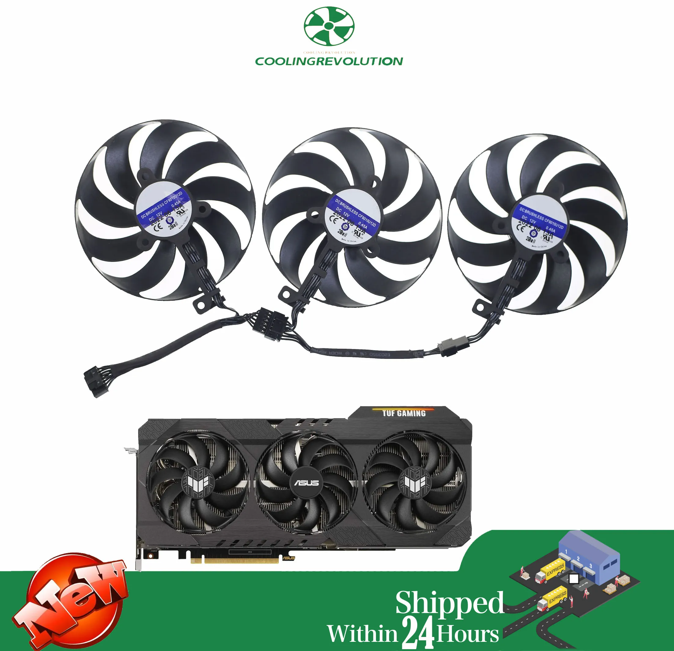 Graphics card fan CF9010U12D PLD09210S12H DC12V for ASUS TUF RTX 3060 RTX 3060 TI RTX 3070 RTX 3080 RTX 3090