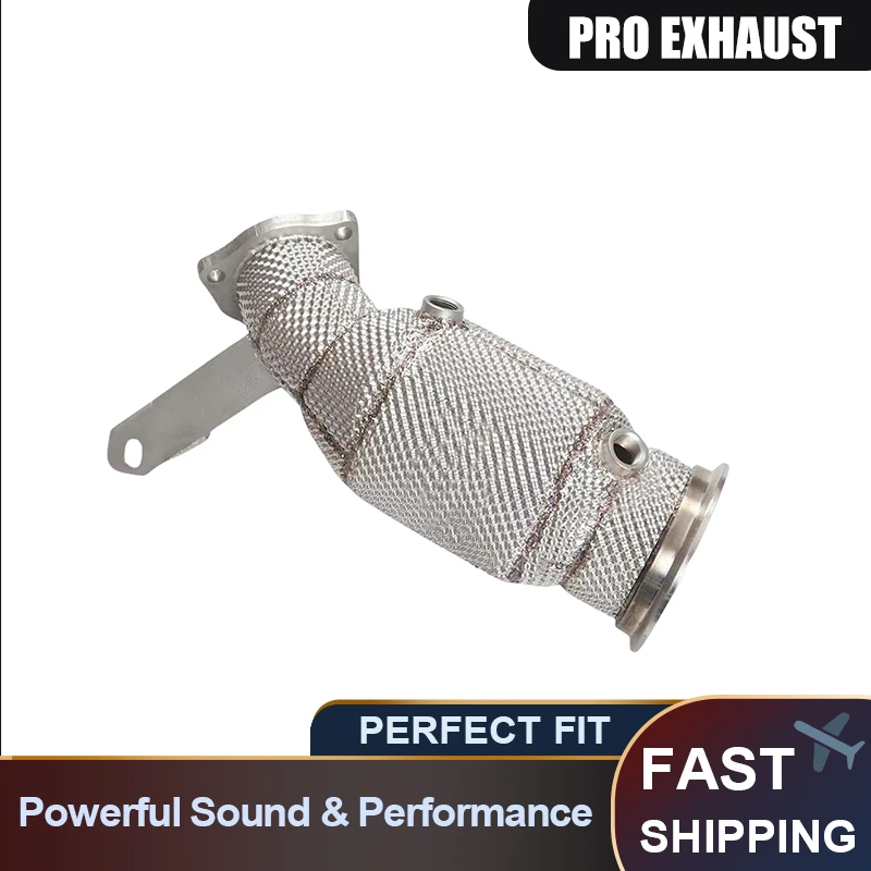

Straight-Through Header with Catalytic Converter Housing and Heat Insulation for Audi A4, A5, Q5 / Porsche Macan 2.0T Downpipe