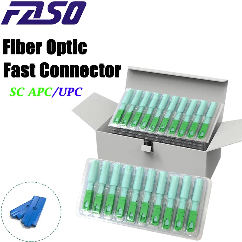 

FASO 10PCS SCAPC SM Single-Mode Optical Connector FTTH Tool Cold Connector Tool SC UPC Reusable Fiber Optic Fast Connector