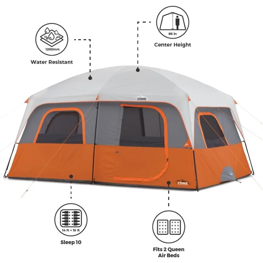 Large Multi Room Cabin Tent for Family Camping and Outdoor Adventures Suitable for 10 to 12 People Ideal for Car Camping Weathe