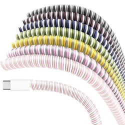 1,4 m miękka spiralna osłona kabla ładowarki USB do IPhone Samsung Xiaomi kabel do transmisji danych rękaw ochronny na słuchawki