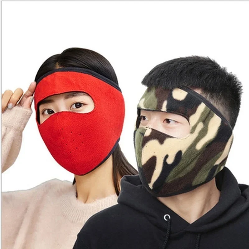 Winter Fleece Motorcycle Face Mask Keep Warm Motocross Windproof Face Shield Hat Neck Warmer Helmet Balaclava Skiing Face Mask