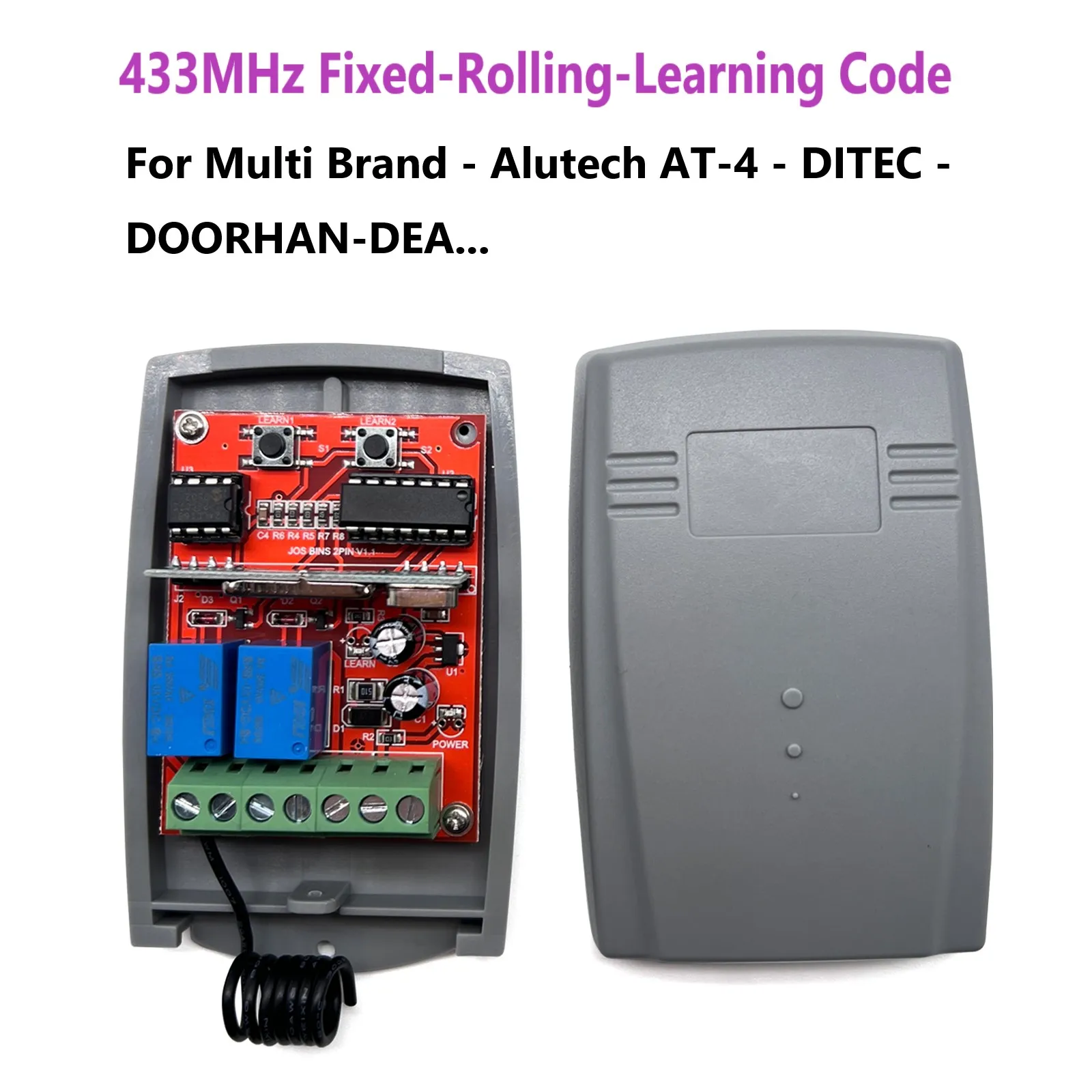 Imagem -02 - Controle Remoto de Canais para Garagem Transmissor e Receptor 433mhz Ev1527 Código de Aprendizagem rf 43392 Mhz