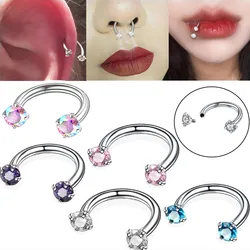 Stainless Steel Cz Horseshoe Piercing Earring Nose Septum Hoops Labret Ring Women Men Helix Tragus Jewelry Daith Earrings Nipple