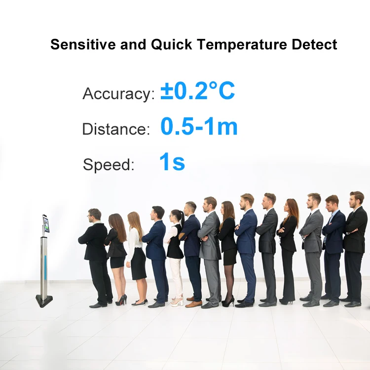 8 Inch Floor Standing Self Service Temperature Check Kiosk With Card Reader Lcd Digital Signage Face Recognition