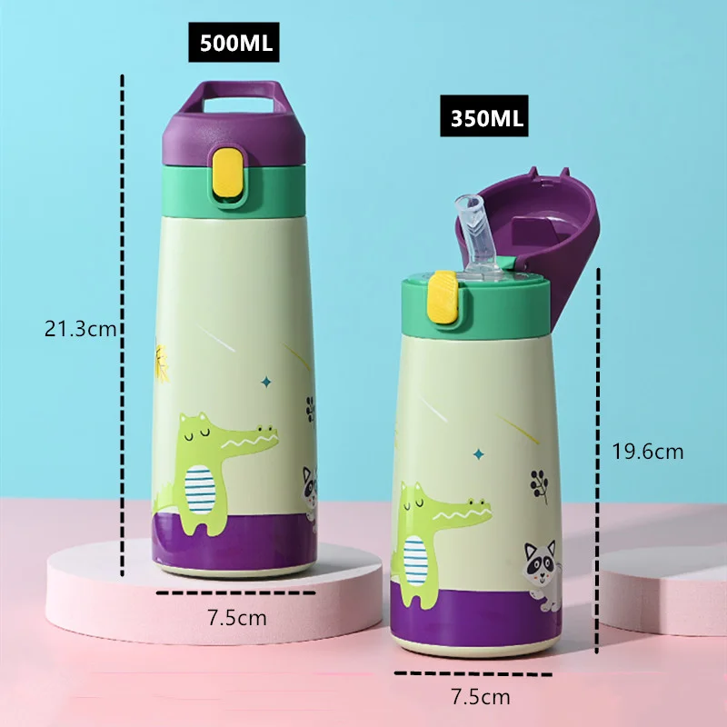 350/500ml Kids Thermos Bottle Double Stainless Steel 316 Vacuum Flask Cup Children Cute Cartoon Thermal School Water Mug