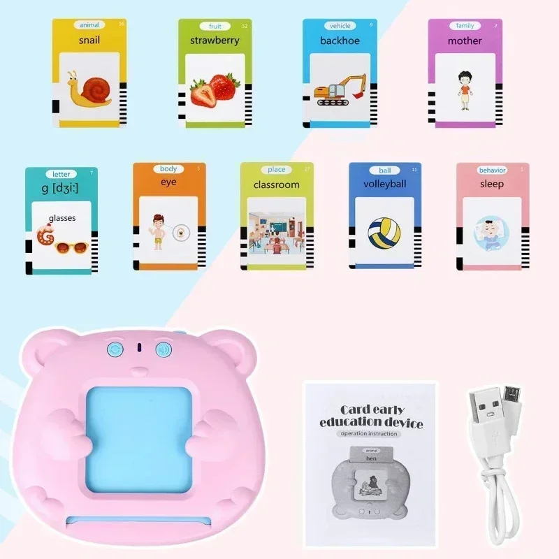 Máquina de aprendizaje para niños, tarjetas Flash parlantes para guardería, libro de Audio electrónico para idiomas, inglés, alemán, español, francés