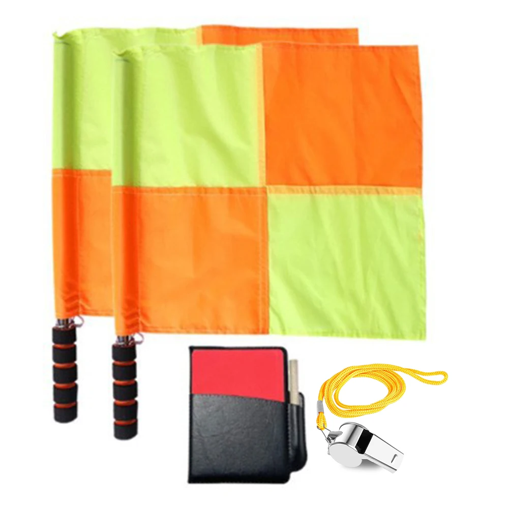 

Premium Football Referee Flag Whistle Set Lightweight Design Red and Yellow Card Kit Essential Tool for Referees