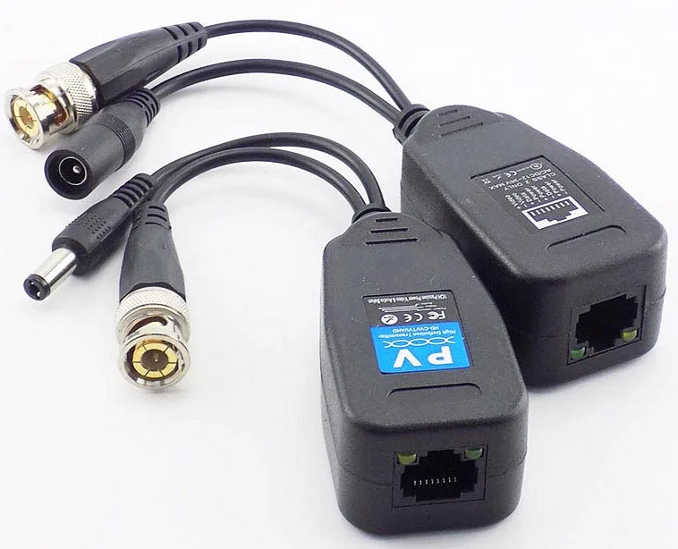 1 paar (2 stuks) Passieve CCTV Coax BNC Power Video Balun Transceiver Connectors naar RJ45 BNC mannelijke voor CCTV video Camera L19