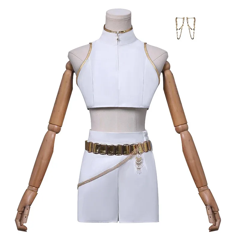 L2025l nuevo disfraz de Rumi Zoey Mira, peluca para mujeres y niñas, traje de cuero blanco, fiesta de Carnaval de Halloween, cómic-con, juego de rol