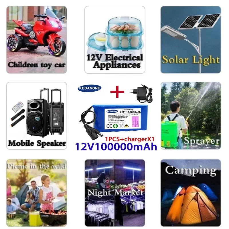 For CCTV Cam Monitor Portable Super 12V Battery Rechargeable Lithium Ion Battery Pack Capacity DC 12.6v 31000mAh