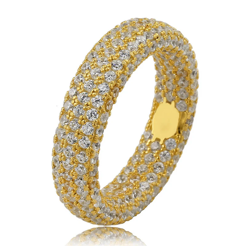 

Hip Hop CZ Stone Paved Bing Iced Out Round Finger Rings for Men Women Rapper Jewelry Gold Silver Color Drop Shipping