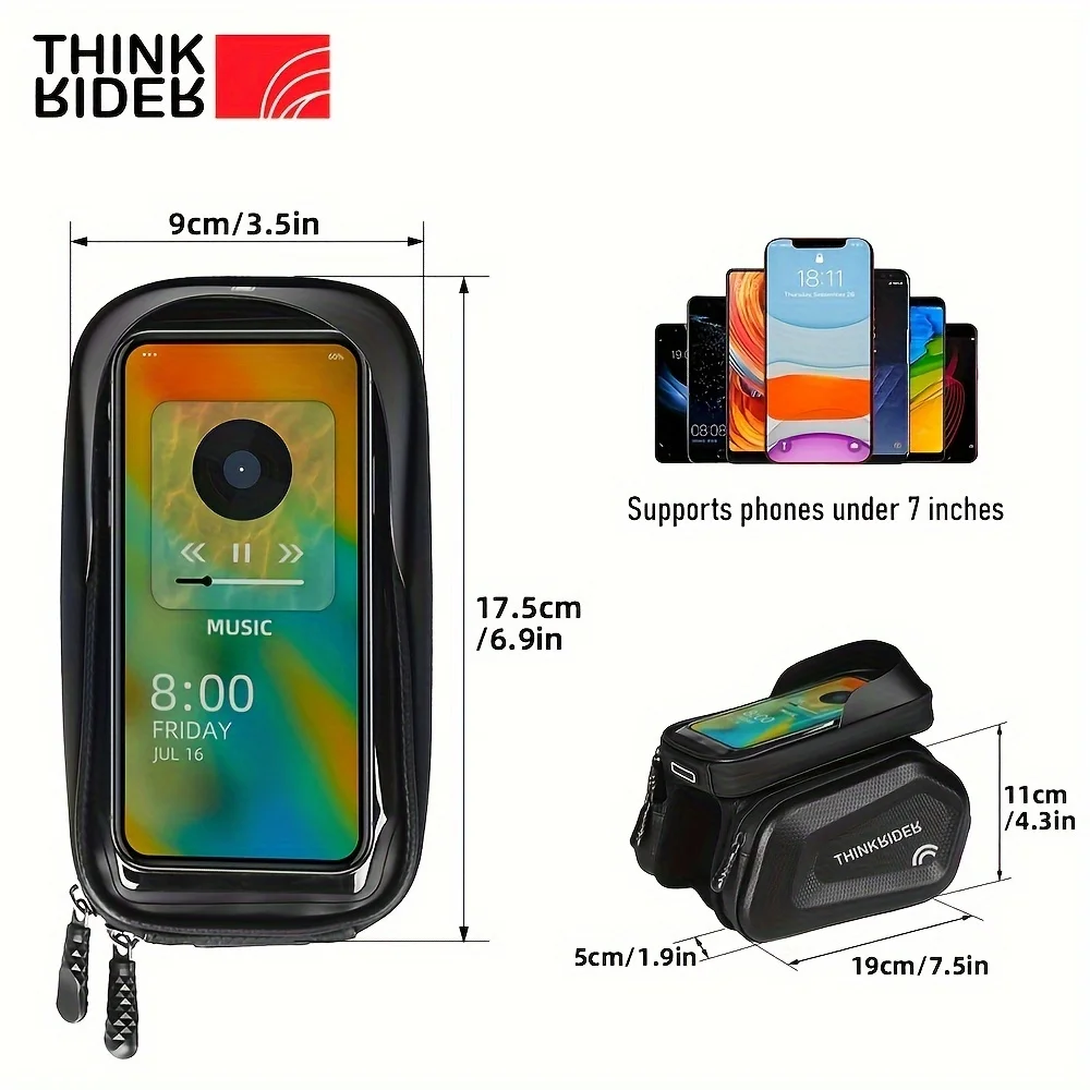 ThinkRider Bike Bag Frame Front Top Tube Cycling Bag Waterproof 7in Phone Case Touchscreen Bag MTB Pack Bicycle Accessories