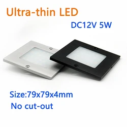 Ultra Slim 5W LED Square Cabinet Light 12V Staircase Aisle Light Wine Cabinet Entrance Display Decorative Light No hole cut
