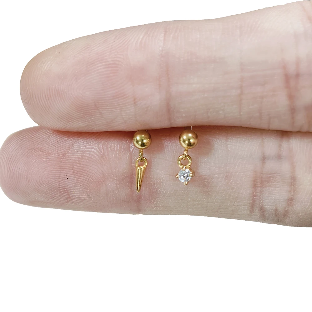 G23 Titanium Water Drop CZ Labret Piercing Earring Stud