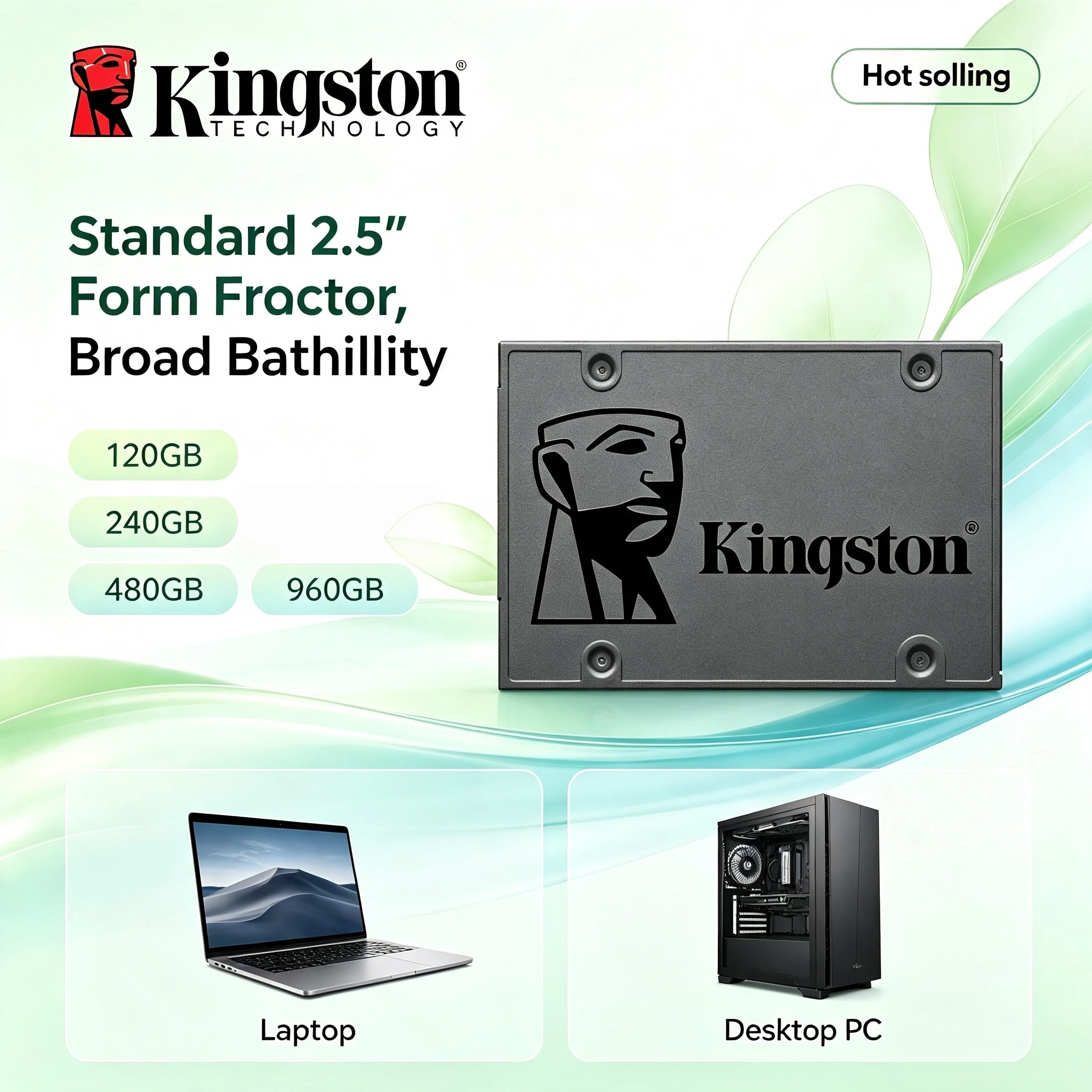 NEW 120GB 240GB 480GB960GB Kingston A400 SATA III 25 Inch Internal SSD Solid State Drive HDD Replacement for Laptops Desktops PC