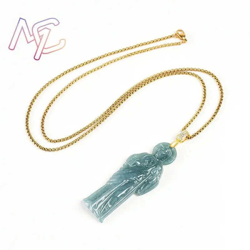 ميانمار الجاديت سانت جود قلادة قلادة الأحجار الكريمة الطبيعية مصمم المجوهرات الحقيقية محظوظ البورمية اليشم الفاخرة خمر #3