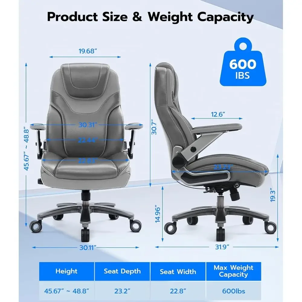 Ergonomic 600lb Capacity Big & Tall Office Chair with 5D Adjustable Arms and Lumbar Support