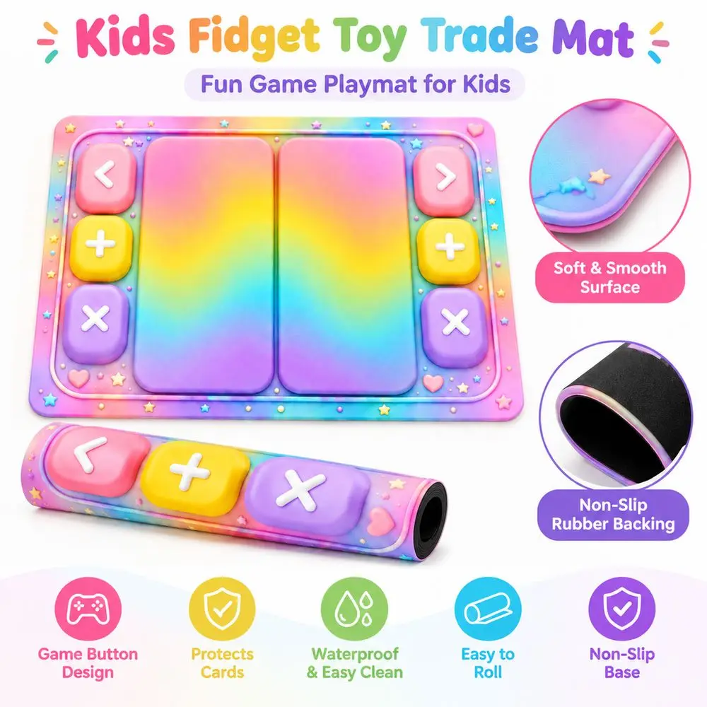 Rounded Buttons Fidget Trading Mat Soft Smooth Rubber Backing Fidget Toy Trade Mat Waterproof Easy to Roll Squishy Swap Board