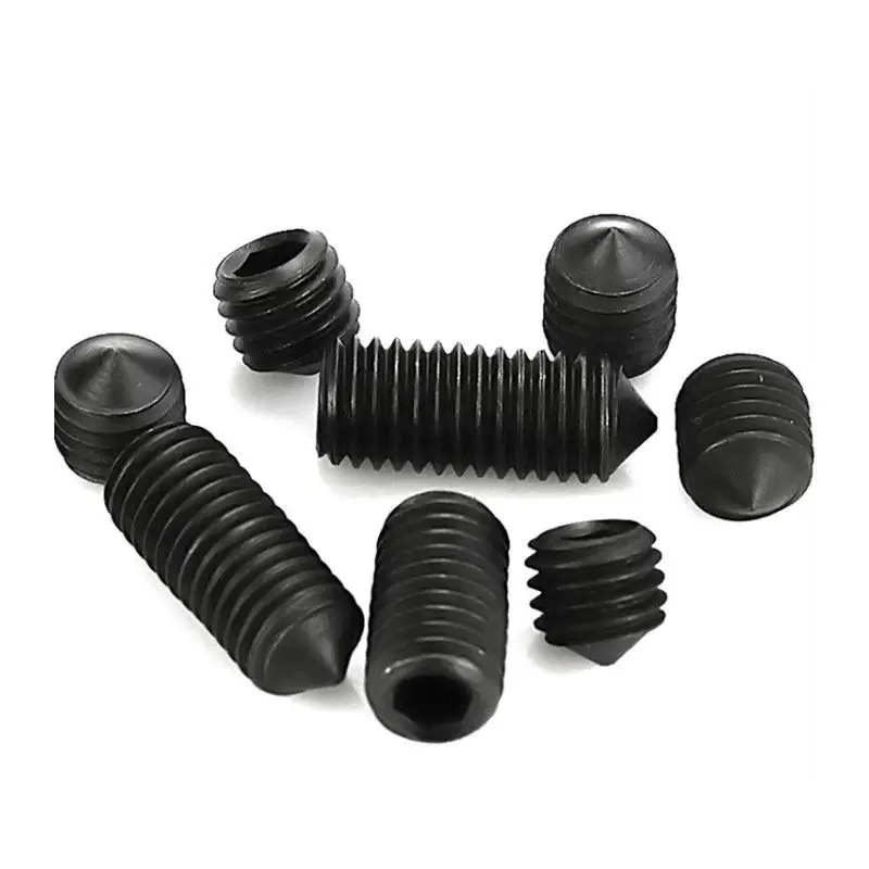 M3 M4 M5 M6 M8 M10 M12 Schwarze 304 Edelstahl Sechskant-Inbusschrauben mit Kegelspitze, Stellschrauben, Bolzen – Detail 5