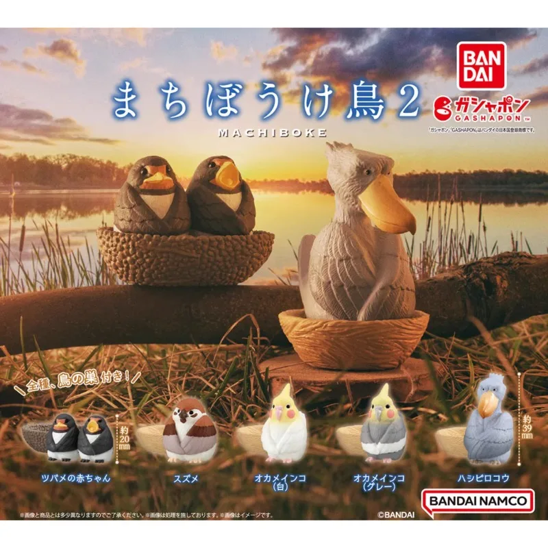 BANDAI Kawaii Gashapon Figure Cute Sit About Bird Parrot Whalehead Crane Tit Capsule Toys Anime Figurine Doll Decor Gift