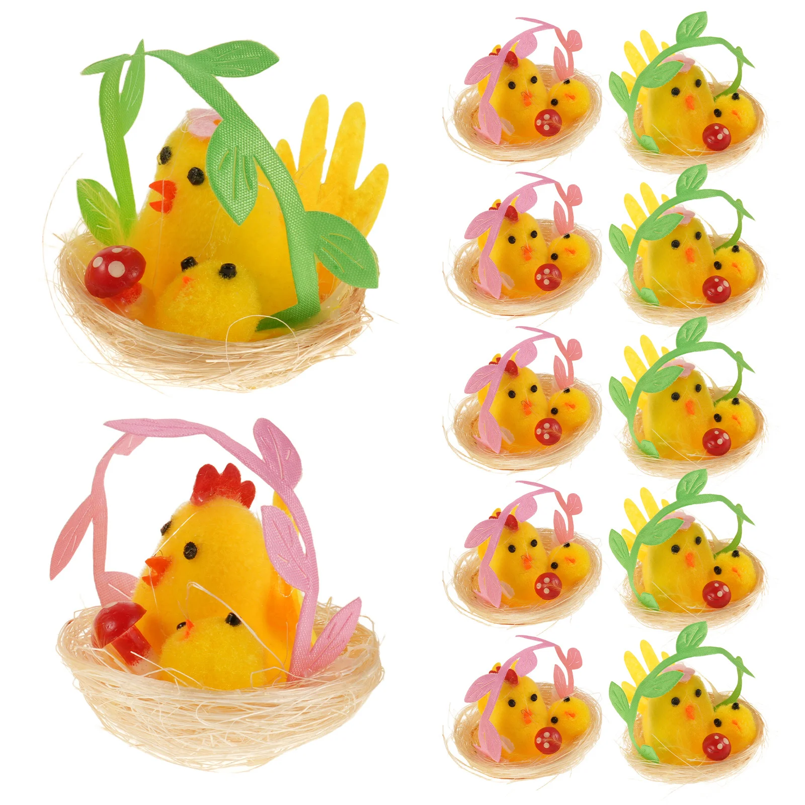 

12pcs Miniature Easter Chicks Yellow Fake Chick Figurines For Diy Nest Crafts Party Favors Easter Table Decor Artificial