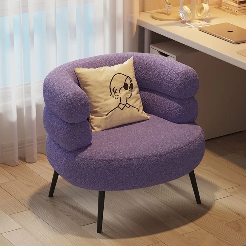 Lambswool lazy sofa chair, living room, bedroom, walk-in closet, single sofa vanity chair