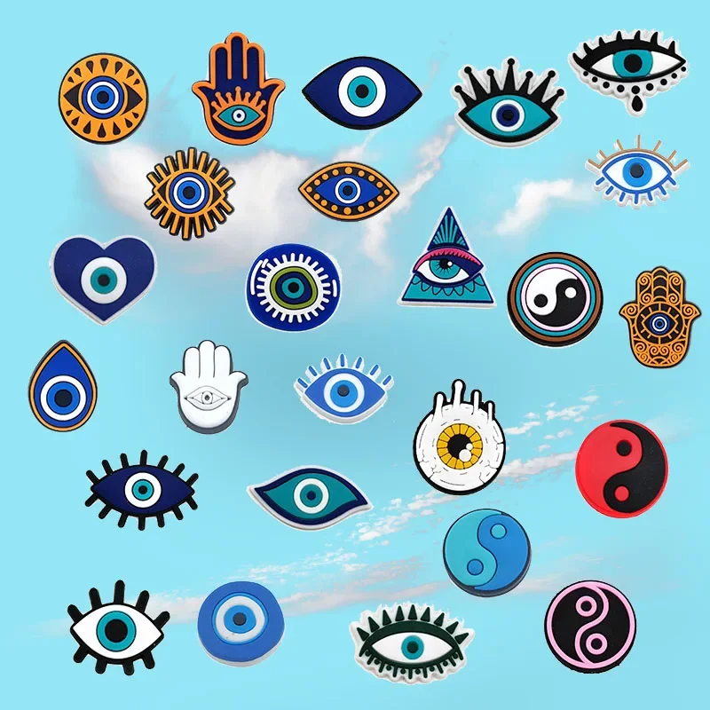 Shoe Charms for Crocs Accessories  Eye Symbol Shoes Charm for Croc Decorations Pins Men Accessory Jeans Woman Clogs Clips Badges