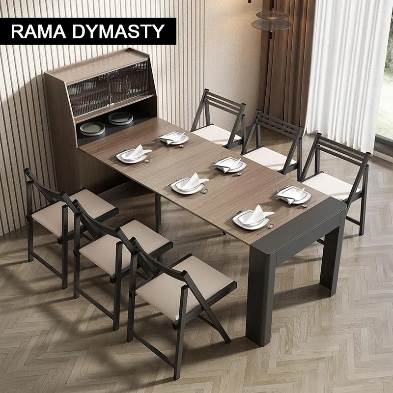 

Multifunctional Dining Table Expandable Dining Table Storage Space Saving Rectangular Dining Table