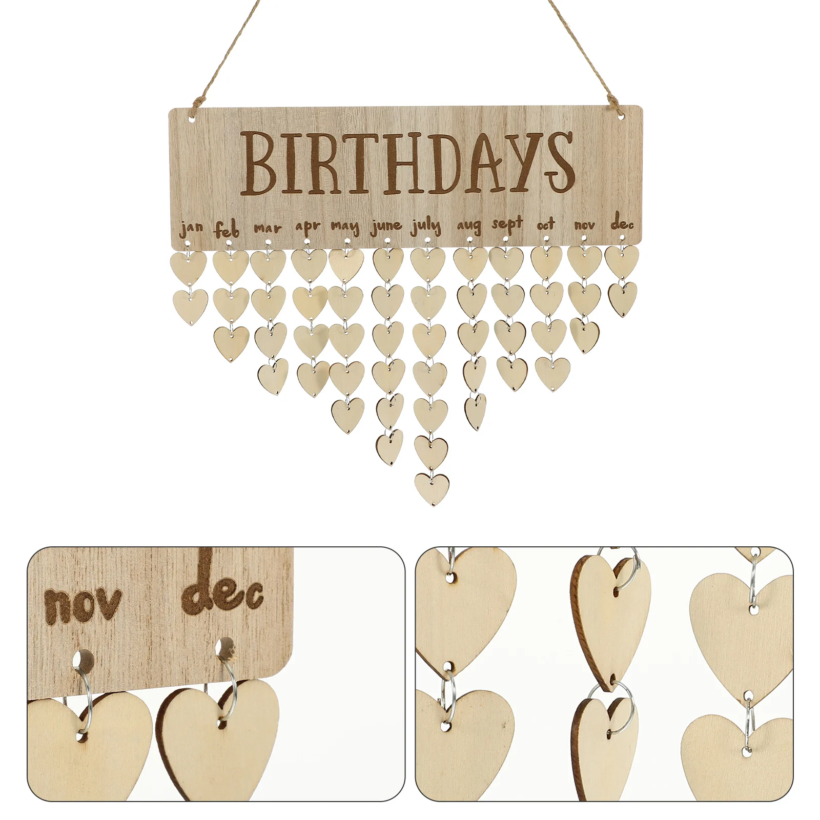 

Calendar Listing Family Wall Pendant Household Birthday Reminder Plaque Wood Board for Home Decor