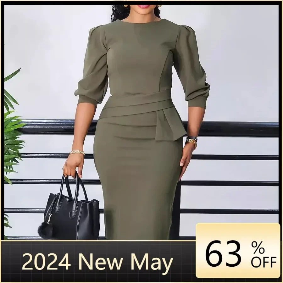 

2024 Elegant African Dresses for Women Summer African Half Sleeve Polyester Party Evening Bodycon Dress S-3XL Africa Clothing