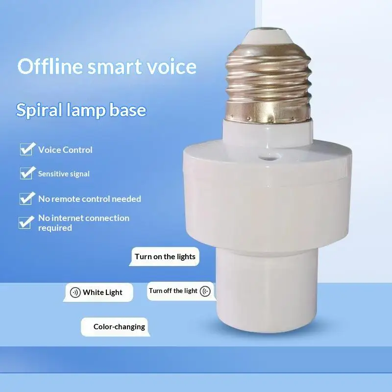 E27 Offline Voice Controlled Light Socket Sensitive Recognition No Wifi Needed For Home Bedroom Living Room Lighting