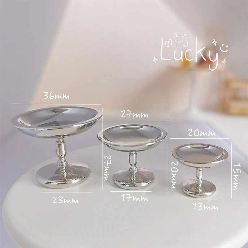 1Pc Dollhouse Miniature Metal Fruit Snack Tray Model Cake Dim Sum Tray Funiture Accessories For Doll House Decor Toys Gift