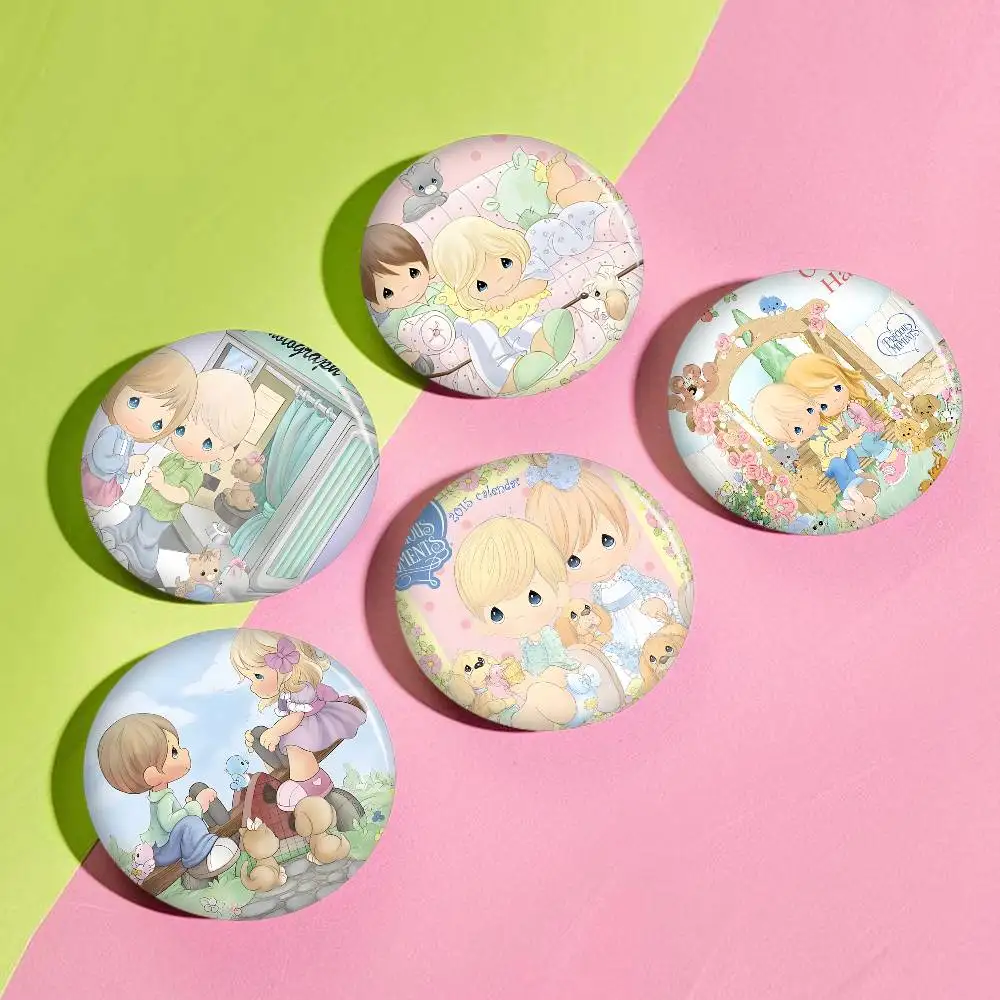Precious Moments Cute Round Button Pins Slogan Creative Brooches Backpack Clothes Decoration Fashion Cartoon Jewelry Gifts