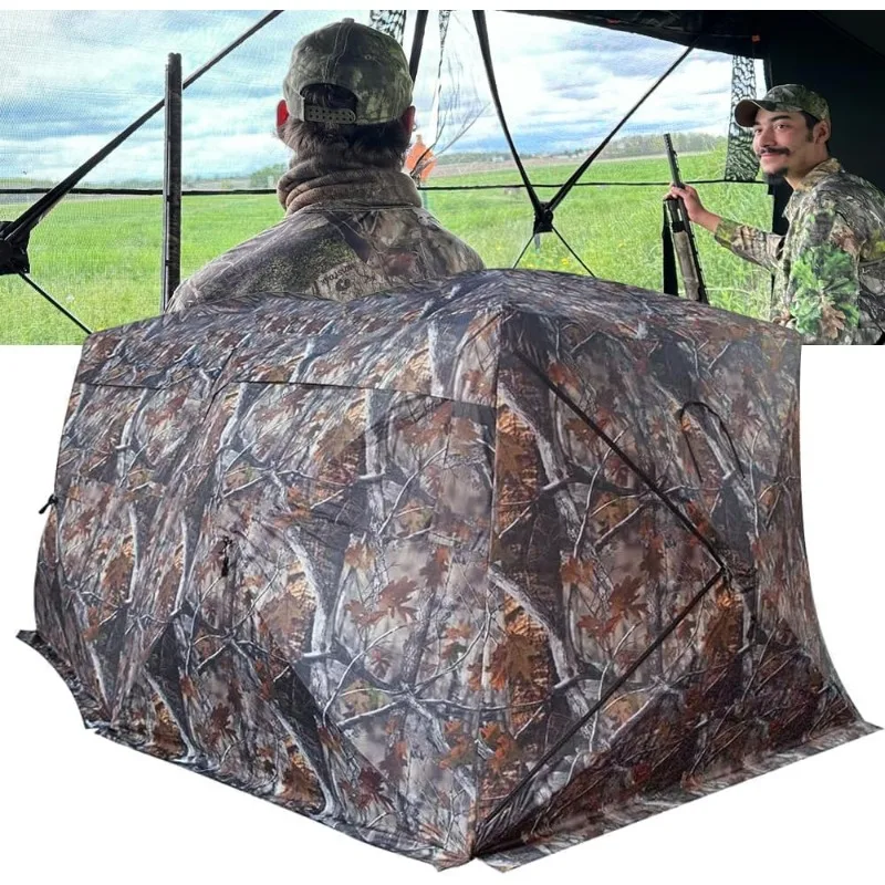 Bunkhouse Pop Up Portable 6 Person Side-by-Side Hunting Blind, Footprint: 140