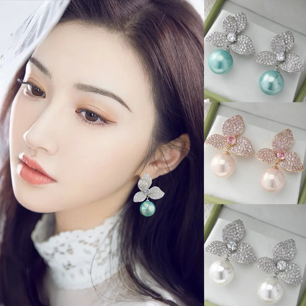 

Missvikki Holiday Jewelry Pearl Pendant Earrings Full Elegant Shiny Cubic Zirconia for Women Bridal Wedding Party Gift Top Sale