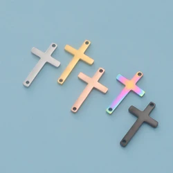 Fnixtar Small Cross Charm Mirror Polished Stainless Steel Christ Cross Charms Connectors DIY Jewerly Craft 11*18mm 20Piece/lot