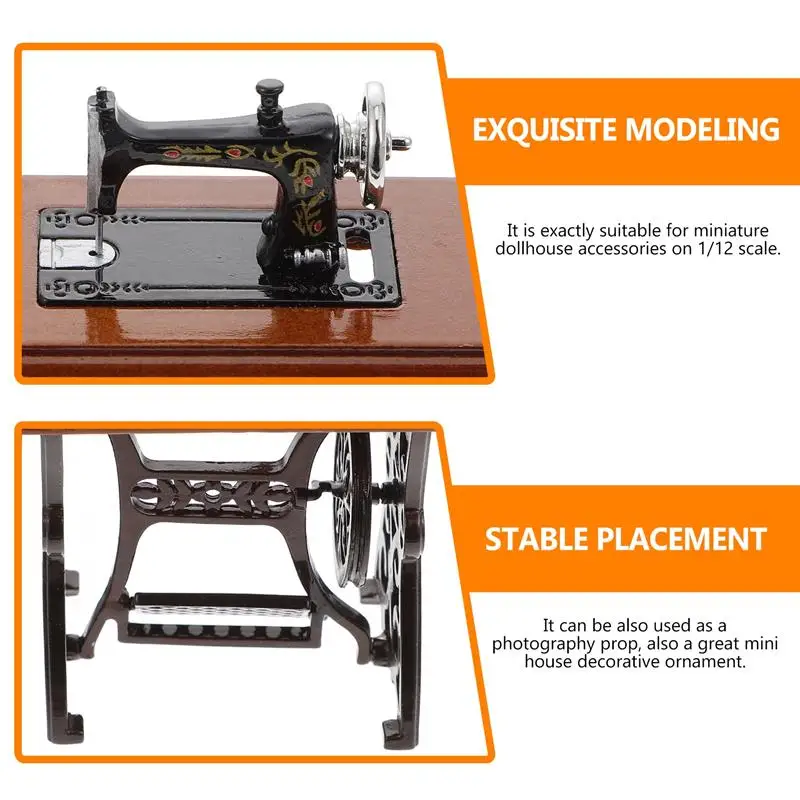 Finta macchina da cucire Figurine macchina da cucire modello di scena in miniatura modello in miniatura sarto giocattolo decorazione della casa